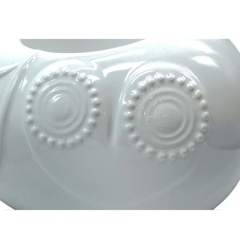 Jonathan Adler Pair Of White Ceramic Owl Tea-light Holders